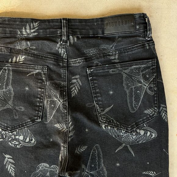 Disturbia Women's Jeans 30" /US 8 Callopistria Moth Print Goth Grunge High Waist - Picture 7 of 14